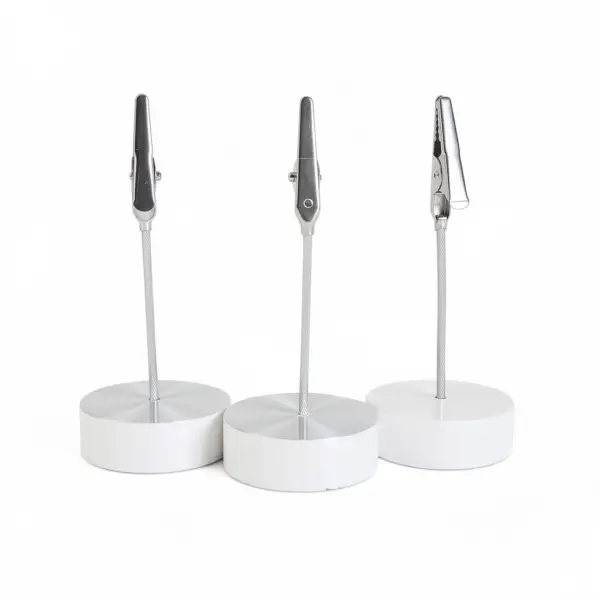 Porte-nom / Porte-photo en bois blanc et métal (Lot de 10)