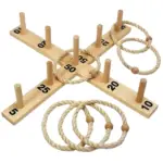 Jeu de lancer d'anneaux en corde et croix en bois