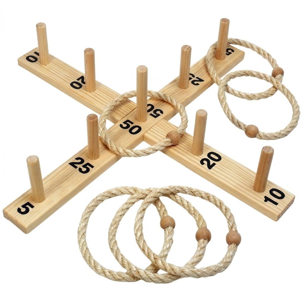 Jeu de lancer d'anneaux en corde et croix en bois