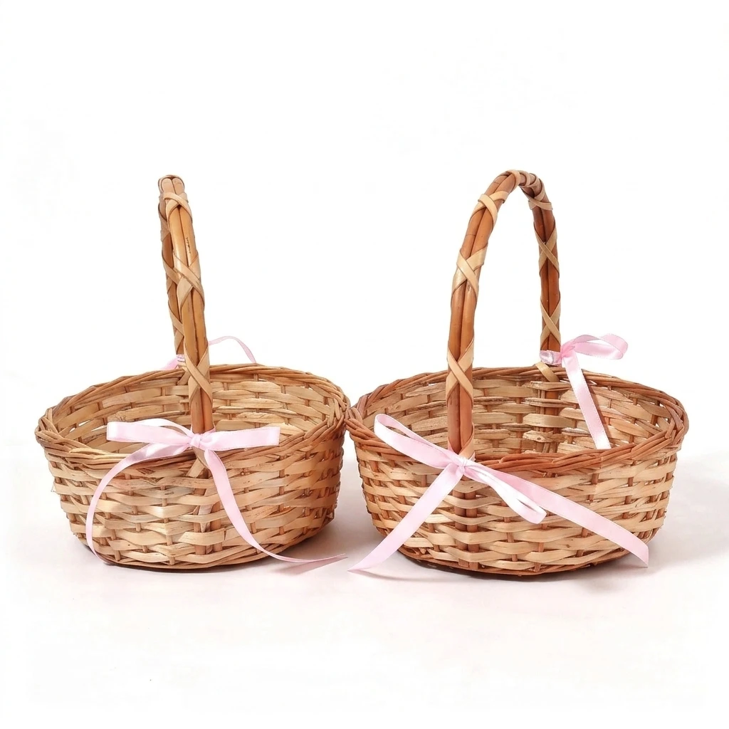 Panier en Osier Blond à Fond Plat – Diamètre 20 cm