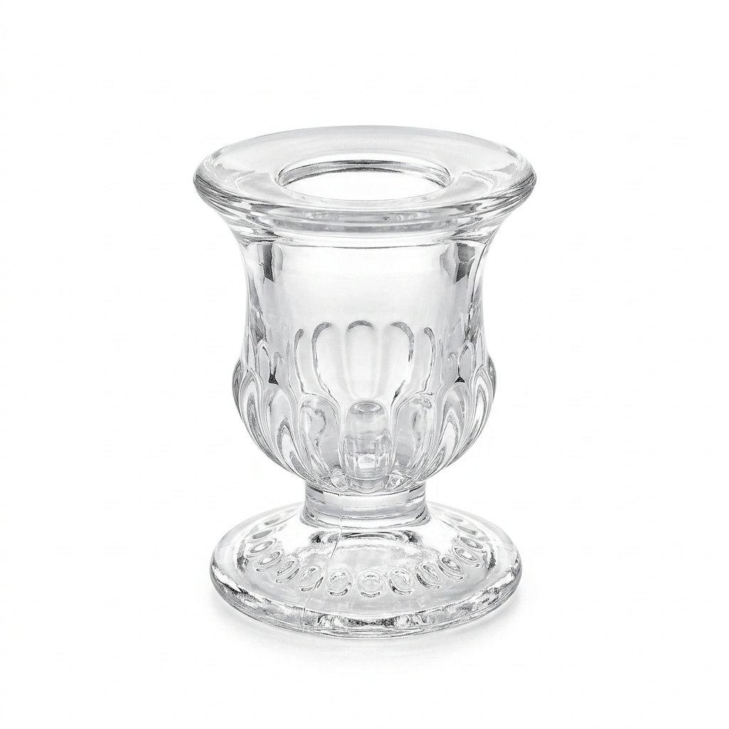Lot de 12 Bougeoirs en Verre Moulé Élégants